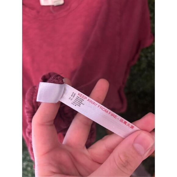 Saturday Sunday Anthropologie Top Medium Burgundy Red Flare Sleeve Boho Tee Shir - Picture 3 of 3